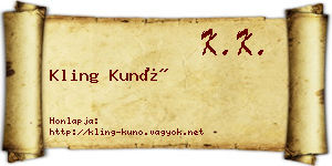 Kling Kunó névjegykártya
